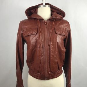 Gorgeous Wilson's Brown Hood Leather Bomber Jacket